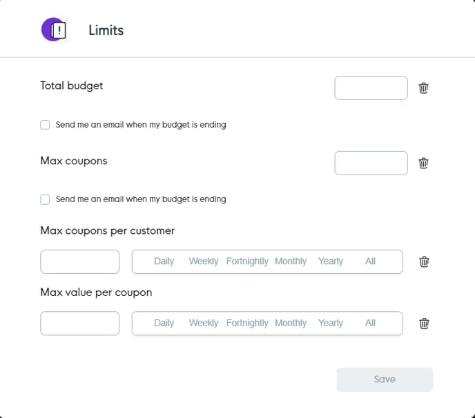 Campaign Limit inputs