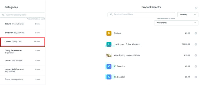 Category Product Selector