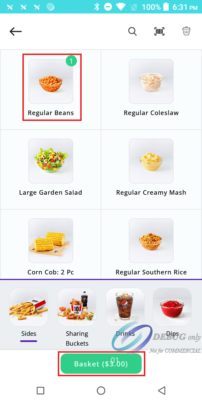 Item in Basket Highlight