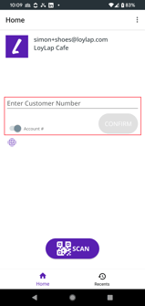 Merchant App Enter Customer Number Highlight