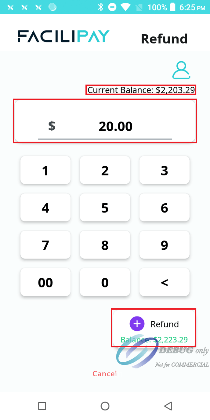 PAX Refund Gift Card Refund Amount