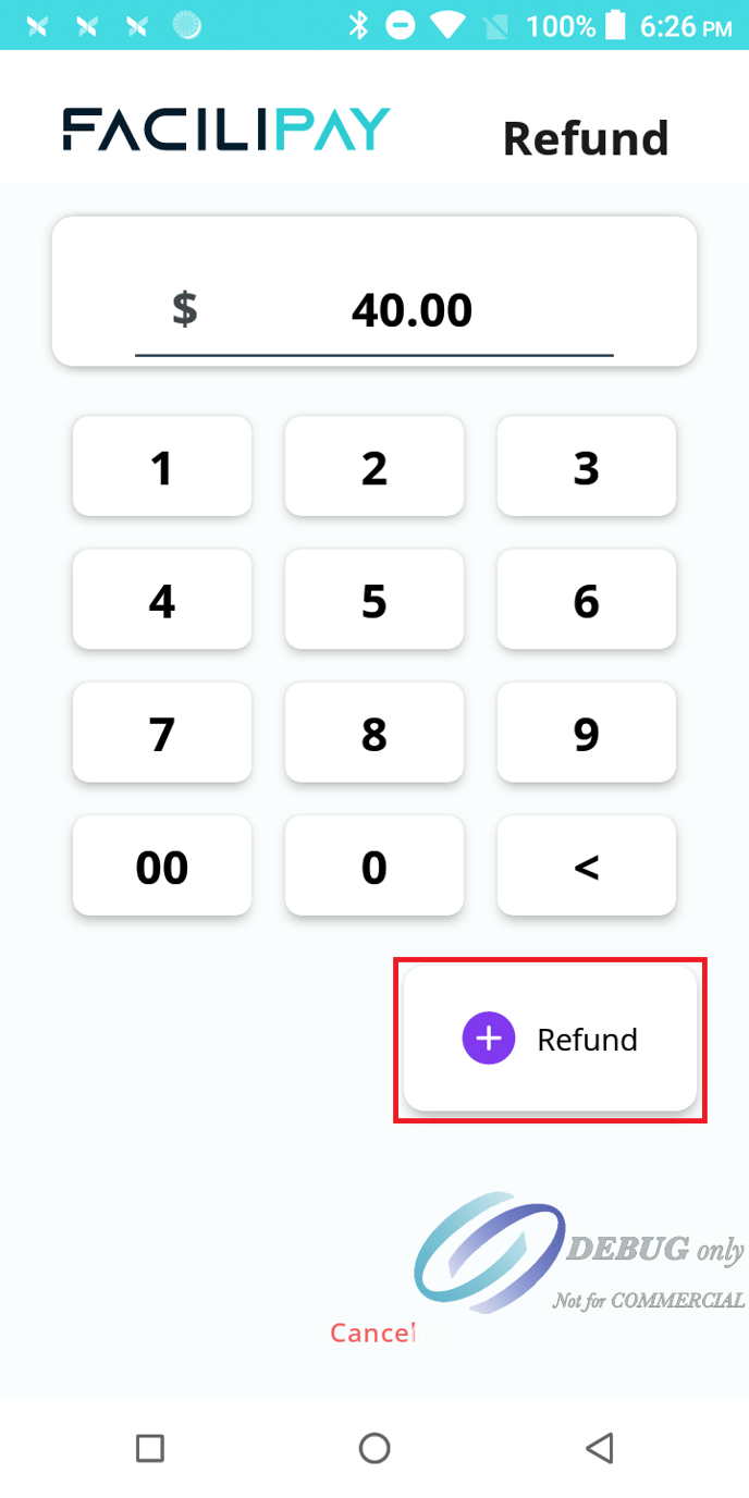 Pax Register Refund Amount