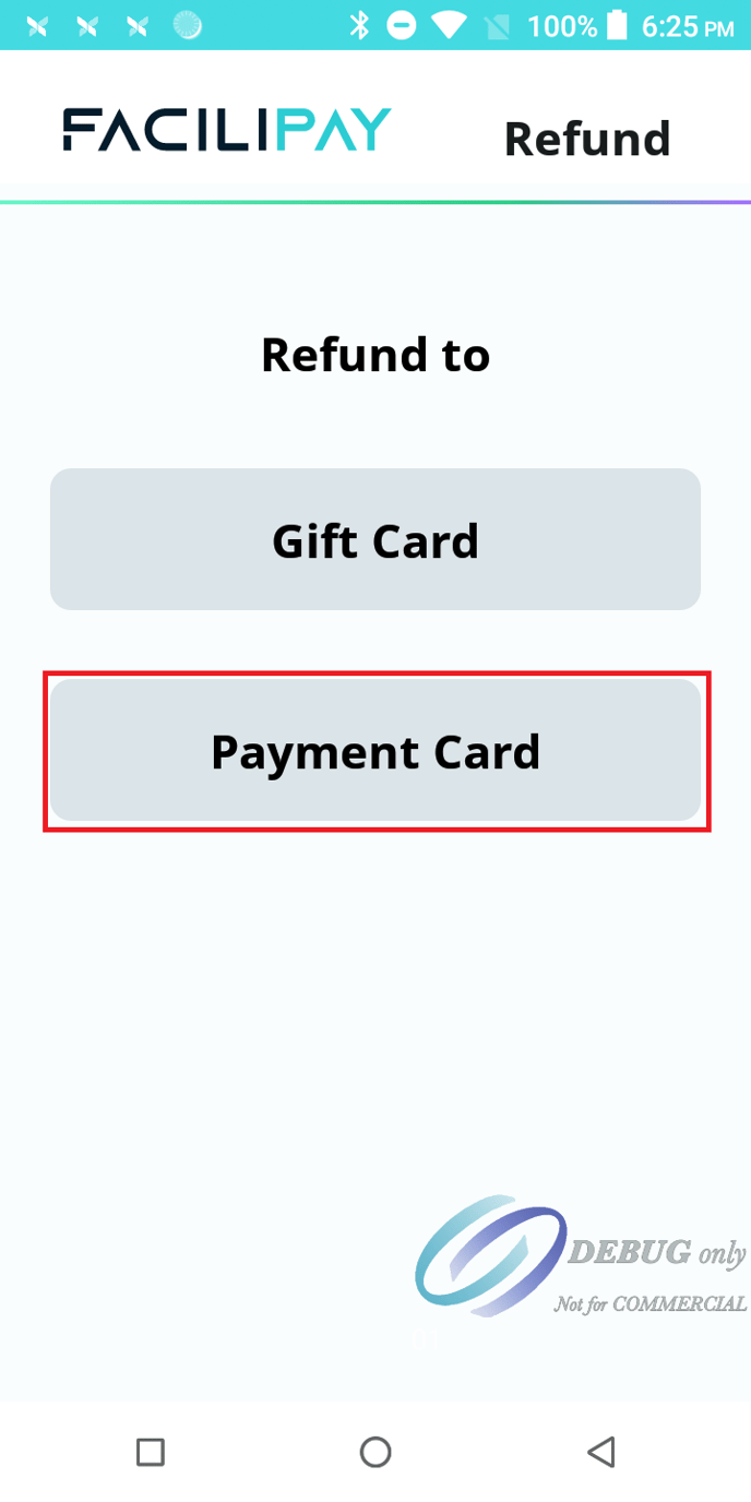 Pax Register Refund Payment Card