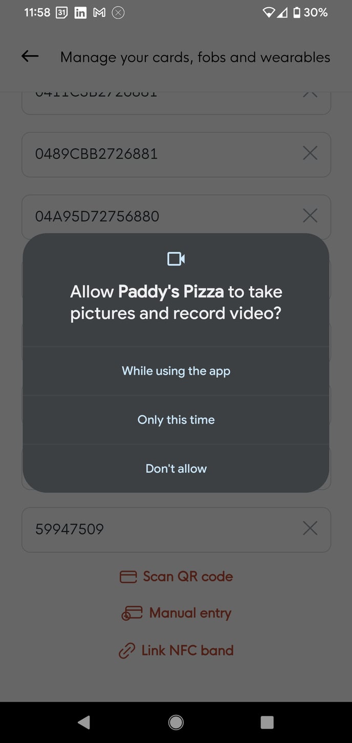 WLA Allow Camera Android