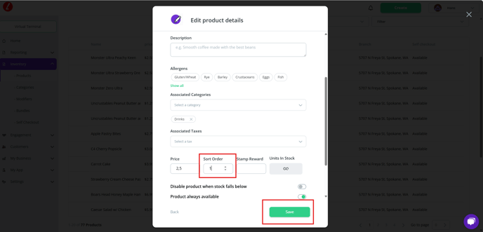 product sort order 2